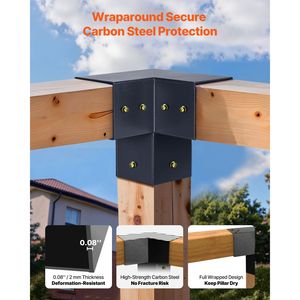 Kit Pergola a Tetto Appuntito 4x4 Pollici con Staffe di Dimensioni Reali 3.5x3.5, Staffa per Gazebo a 3/4 Vie per Cortile - Product Image 5