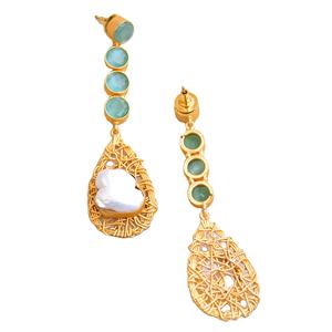 Boucles d'oreilles pendantes en laiton en gros, perles artisanales, semi-précieuses, texture laiton mat, design bohème chic, qualité supérieure, prêt pour le B2B - Product Image 3