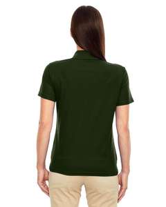 Polo pour femme vert foncé à manches courtes 100% polyester tricoté décontracté couleur unie col classique - Product Image 3