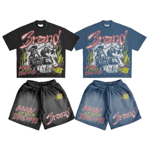 Ensemble T-shirt et short personnalisé de qualité supérieure, impression sérigraphique effet soleil, tissu 100% coton, qualité premium - Product Image 6