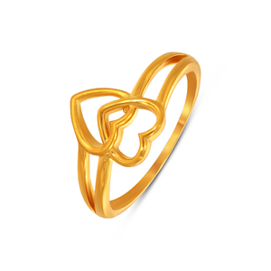 Bague en or « Âmes connectées » - Bague en or double cœur de luxe pour femmes - Bague ouverte réglable - Bijoux romantiques tendance - Cadeau d'anniversaire - Product Image 1