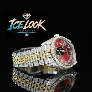 Reloj de Cuarzo de Lujo ICE LOOK para Hombre, Correa de Acero Inoxidable, Bisel de Cristal Moissanite, Estilo Hip Hop, Fecha Automática, Regalo - Product Image 4