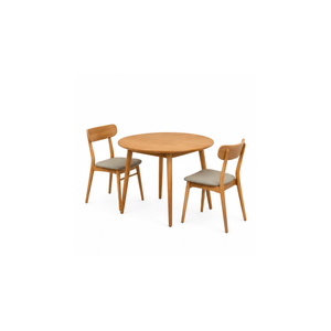 ARTERRA Luxury Japandi Round Dining <b>Table</b> Set Modern Wooden <b>Table</b> Cushioned Chairs for Apartment - Product Image 1