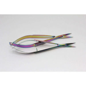 Professional Stainless Steel Curved Blade Spring Scissors Sharp Tip Precision Cuticle Eyebrow Trimming Right-Handed Steel Handle - Product Image 2