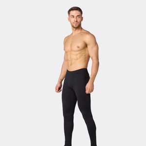 Leggings de compression pour homme, coupe ajustée, respirants, longueur intégrale, couleur noire unie, taille élastique, Spandex/Nylon - Product Image 4