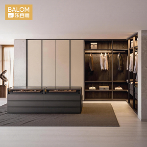 BALOM Dressing Moderne de Luxe Personnalisé avec Îlot et Éclairage LED, Armoire de Chambre Minimaliste Haut de Gamme <span class=keywords><strong>en</strong></span> <span class=keywords><strong>Bois</strong></span> Massif - Product Image 2