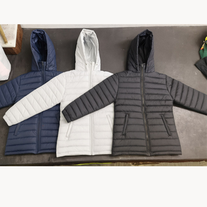 Veste matelassée à capuche bleu marine pour homme, coupe classique, couleur unie, coupe-vent, rembourrage en polyester, fermeture éclair, manteau d'hiver - Product Image 4