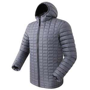 Chaqueta Acolchada con Capucha para Hombre, Cortavientos, Informal, con Cierre de Cremallera, Gris, Relleno de Poliéster, Corte Regular - Product Image 6