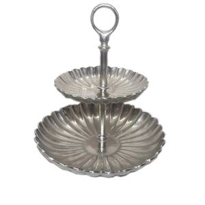 Hammered Round Shaped Metal Aluminium <b>Cake</b> Stand 2 <b>Tier</b> Decorative Luxury Tabletop <b>Cake</b> Serving Stand - Product Image 6