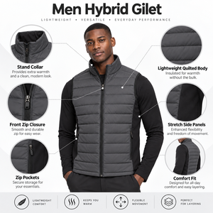 Chaleco Híbrido Aislado para Hombre con Relleno Cálido, Construcción Flexible y Material Duradero para Actividades al Aire Libre y Cotidianas - Product Image 6