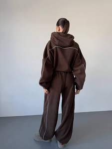 Custom Women's Pink Tracksuit Set Cropped Zip <b>Jacket</b> Wide Leg Pants Matching Two Piece Sportswear Casual Streetwear - Product Image 3