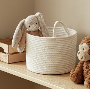 Stylish <b>Woven</b> Jute <b>Basket</b> Multipurpose Storage Solution For Kitchen Bedroom And Living Room Organization - Product Image 1