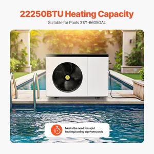 Pompe à chaleur électrique efficace de 22250 BTU pour piscines hors sol de 3171 à 6605 GALLONS, chauffage et refroidissement à faible bruit - Product Image 2