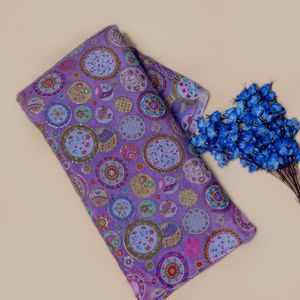 ผ้าเครปสีม่วงอเมทิสต์ลายดอกไม้ถักทอธรรมชาติปักเลื่อมน้ำหนักปานกลางสำหรับชุดเดรสหรูหรา - Product Image 2