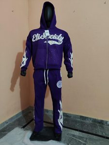 OEM Survêtements Streetwear Homme Très Demandés, Style Punk Tendance, avec Broderie Effet Vieilli, Fermeture Éclair Intégrale et Pierres Ornamentales, Nouvelle Mode 2027 - Product Image 5
