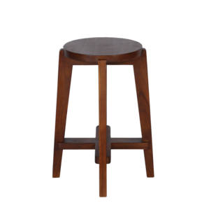 Taburete de Bar de Madera Maciza Estilo Moderno de Mediados de Siglo, con Asiento Redondo y Base Cruzada, Altura de Mostrador, Venta al por Mayor - Product Image 5