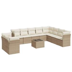Conjunto de Sofá de Jardín de Ratán Sintético Beige con Patas Ajustables Grandes - Product Image 2