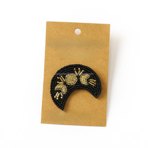 Parche de aplique de luna creciente, de aleación plateada, con motivo bordado en oro y cuentas, para ropa, bolsos, zapatos, manualidades DIY y personalización - Product Image 2