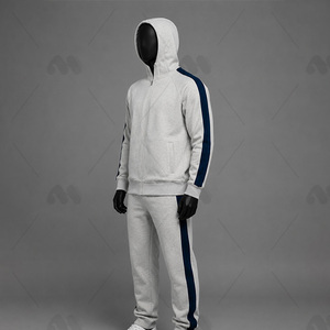 Chándal con Capucha para Hombre, Color Blanco, Cierre Completo, Bolsillos Laterales, Estilo Casual para Otoño, 100% Algodón, Corte Regular - Product Image 2