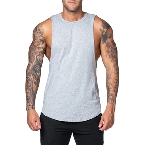 Débardeur sans manches gris pour homme, col rond, couleur unie, style décontracté, tricoté en coton - Product Image 1