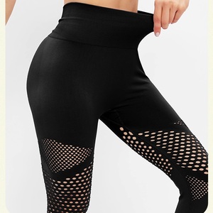 Women Sexy <b>Mesh</b> Yoga <b>Leggings</b> Seamless Hollow High Waist Hip Lift Fitness Running Tummy Control Workout Skinny Pants - Product Image 4