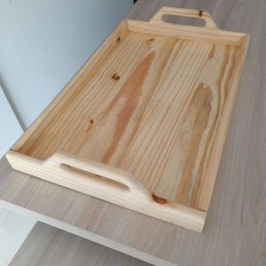 JUNJI Customizable <b>Bamboo</b> Square Nesting Serving Trays Rectangular Shape with Cut Handles for Kitchen & Bathroom Use - Product Image 4