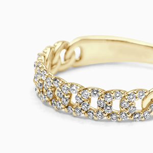 Anillo de compromiso y aniversario con cadena de eslabones y diamantes de 0.34 CT en oro amarillo de 18 quilates con baño de rodio - Product Image 4