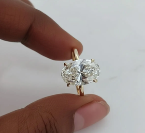 Bague de fiançailles en diamant taille ovale, style classique pour femme, or 18 carats, diamant de laboratoire certifié IGI - Product Image 6