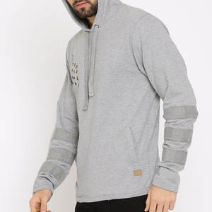 Sweat à capuche à manches longues, ourlet brut, déchiré, en coton mélangé, coupe oversize, style tendance - Product Image 3