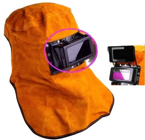 Heavy Duty Yellow Leather Safety Clothing Protective Electric Welding Flame Retardant <b>Insulation</b> Anti Splash Hat Shawl Hoods - Product Image 1