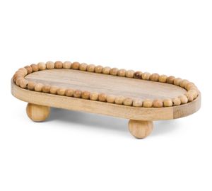 Plateau décoratif léger en bois à motif végétal, plateau de service ovale en bois pour la décoration de la maison - Product Image 1