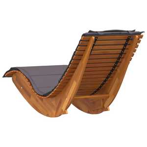 Tumbona de teca curvada de lujo para exteriores, patio o piscina, con cojín. - Product Image 4