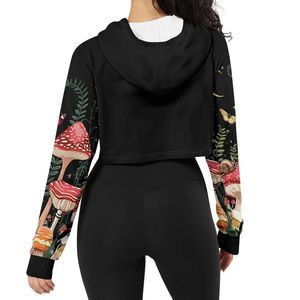 Hoodies pour femmes de haute qualité, confortables, vente en gros, style décontracté, crop top, sublimation, couleur unie, crop top sublimation - Product Image 4