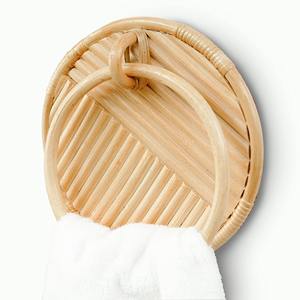 Toallero multiusos de ratán natural para baño, accesorios de baño, colgador de anillo para pañuelos y toallas - Product Image 4