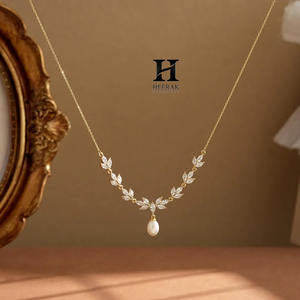 Collar de Diamantes Cultivados en Laboratorio con Diseño de Guirnalda, Colgante de Perla en Oro de 14K, Joyería Fina para Mujer, Regalo de Aniversario - Product Image 3