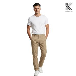Pantalones Chinos de Algodón 100% para Hombre 2026, 280GSM, Sarga, Acabado Suave Color Melocotón, Corte Recto de Peso Medio - Product Image 2