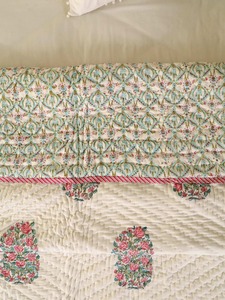 Edredón Bordado Bohemio con Patrón Floral Azul, Hecho a Mano en Algodón, Juego de Ropa de Cama para Decoración del Hogar para Todas las Temporadas - Product Image 6