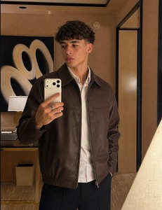 Men's Brown Genuine Leather <b>Jacket</b> <b>Vintage</b> <b>Bomber</b> <b>Jacket</b> Cafe Racer Style - Product Image 2