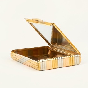 Estuche de Cigarrillos Metálico Dorado, Estilo Vintage, Dos Tonos, Acanalado, Portátil, Accesorios para Fumar, Venta al Por Mayor - Product Image 1