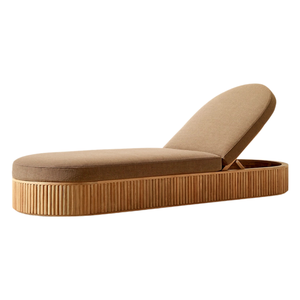 Colección Signature Hotel Emma, Tumbona de Exterior de Lujo en Madera de Teca Curvada, Diseño de Plataforma con Cojín Tapizado Ajustable - Product Image 5
