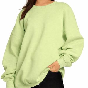 Sudadera Larga de Punto para Mujer, Otoño/Invierno, Estampada, Cuello Alto Simulado, Sensación de Algodón Grueso, Casual y Cómoda, con Opción de Logotipo Frontal - Product Image 4