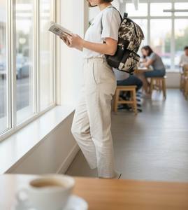 Sac à dos multifonctionnel en cuir véritable style western vintage, en cuir de vachette, portable, avec fermeture éclair, pour voyage, ordinateur portable et école HNBP-0065 - Product Image 3