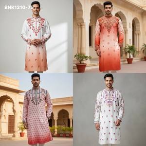 Ocassional Wear Latest Collection Rayon with Printed Design <b>Man's</b> <b>Kurta</b>-Payjama Collection Online Shopping India - Product Image 5
