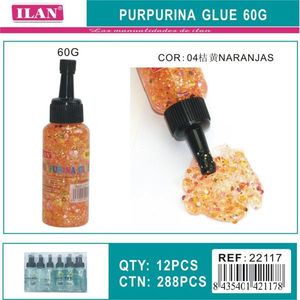 Colle Ilana Purpurina 60G Orange N4 avec paillettes rondes pour nail art - Product Image 3