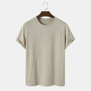 Men's Solid Cotton T-Shirt <b>Short</b> <b>Sleeve</b> O-Neck Regular Fit Casual Knitted Blank Design - Product Image 1