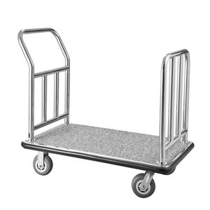Chariot de bagages de luxe pour hôtel, capacité 750 LBS, avec cadre avant amovible, plateau moquetté gris, chariot de service, capacité de charge 750 LBS, modèle Deluxe - Product Image 2