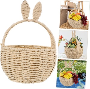 Handmade Wicker Rabbit <b>Easter</b> <b>Basket</b> with Handle | Decorative Woven Straw Flower Pot | Cute Bunny <b>Gift</b> <b>Basket</b> for Kids Party - Product Image 5