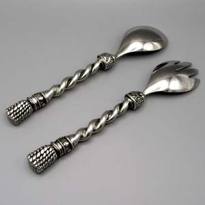 Juego de cuchara y tenedor para ensalada de metal resistente a la corrosión, apto para alimentos, para negocios de catering y eventos de pícnic al aire libre. - Product Image 2