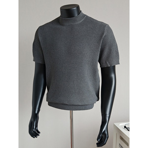 Camiseta de Manga Corta para Hombre, Cuello Redondo, Tejido Acanalado, 220g, Tallas Grandes, Estilo Casual, Verano, Precio de Fábrica CN Bangladesh - Product Image 6