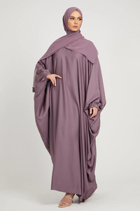 High-Quality Modest Islamic Maxi Abaya with Flared Hem Solid Pattern Seamless Embroidery <b>Long</b> Sleeves <b>Eid</b> & Ramadan Ready - Product Image 5